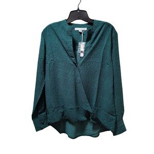 Loyal Hana Evelyn Maternity Nursing Wrap Blouse XS Green Leopard Top NWT